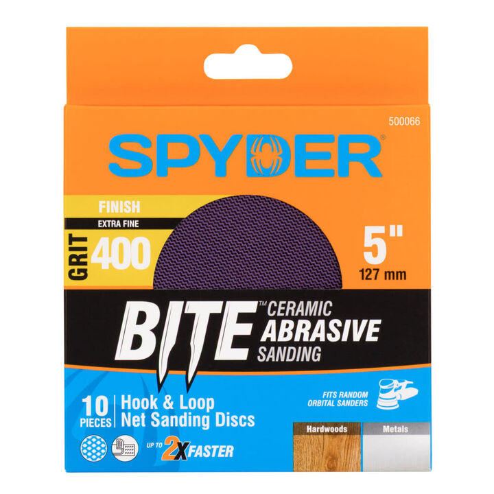 Spyder 400 Grit Ceramic Sanding Discs, Ceramic Net, 5 Inch Hook & Loop 10 Pieces