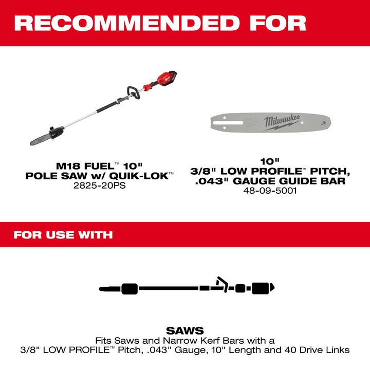 Milwaukee QUIK-LOK 10In Pole Saw Replacement Chain, large image number 1