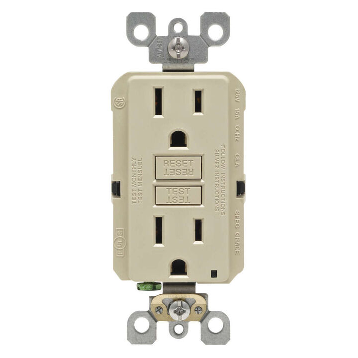 Leviton SmartlockPro GFCI Outlet 15A 125V Duplex Ivory NEMA 5-15R, large image number 1