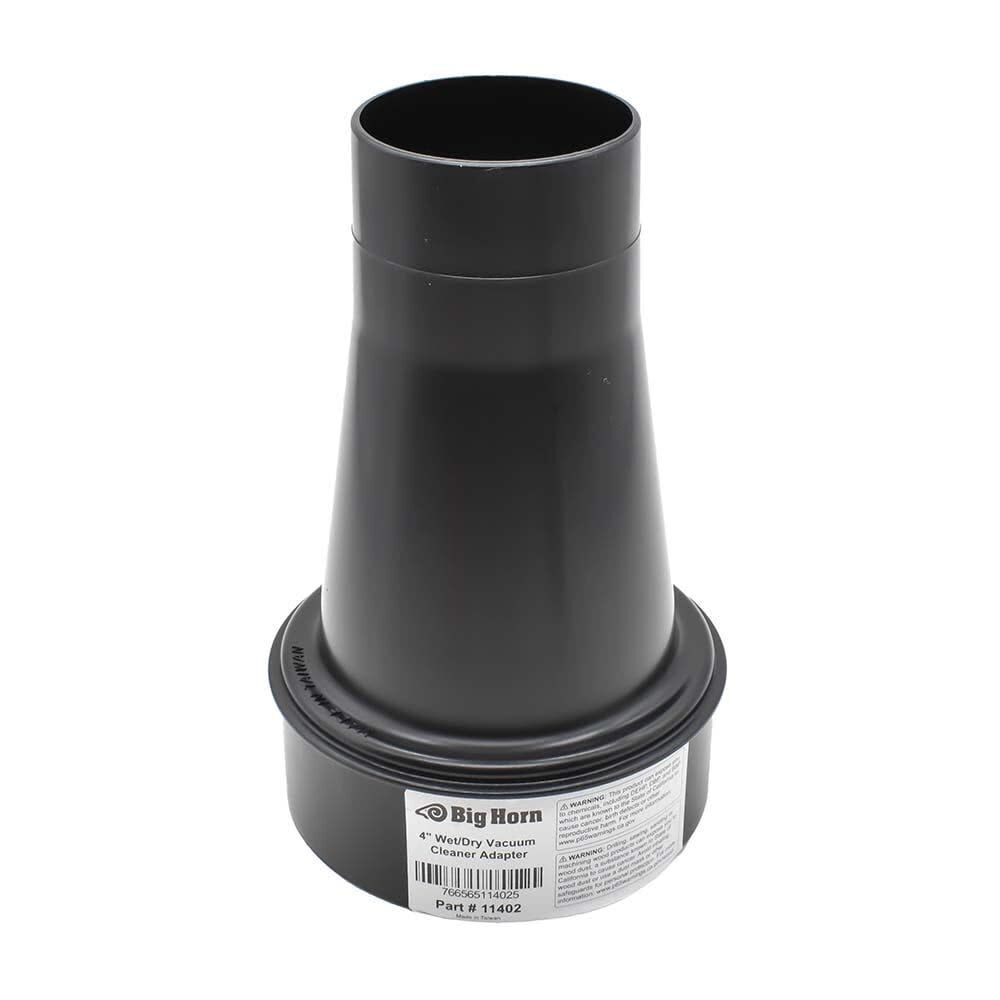 Big Horn 4 x 2-1/4-Inch Black ABS Wet/Dry Vacuum Cleaner Adapter, large image number 1