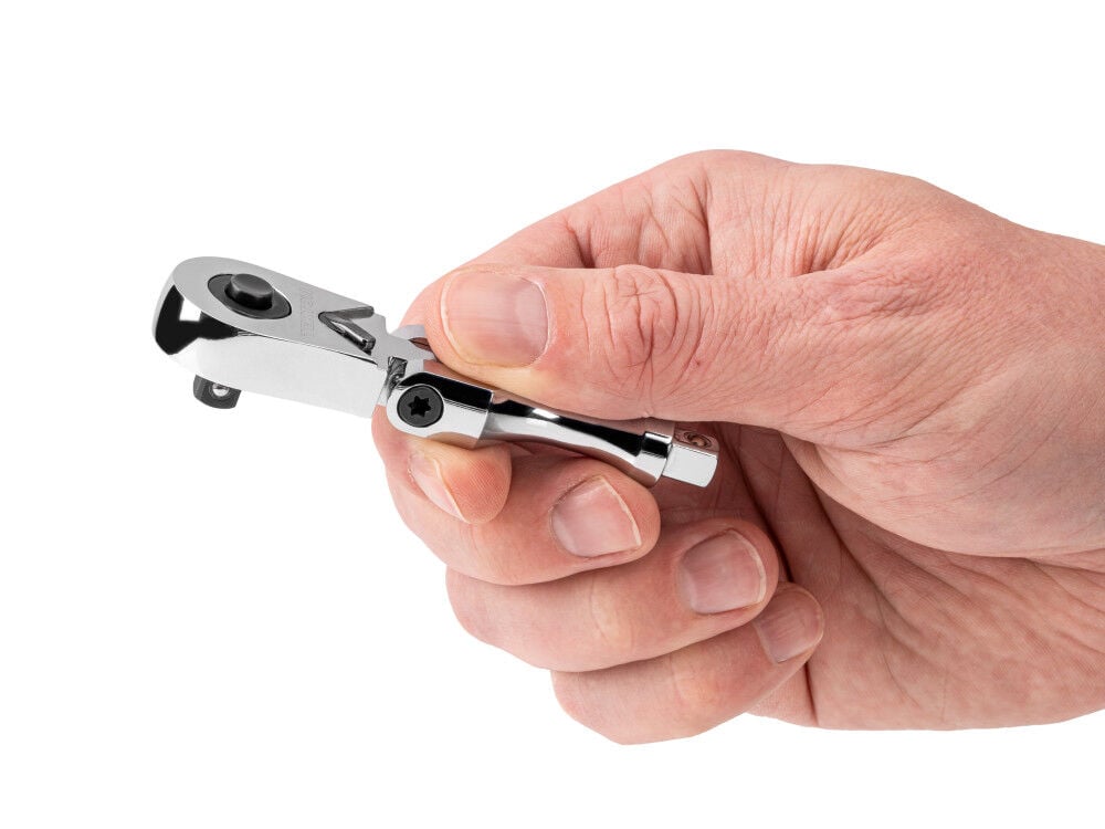 Tekton 1/4 Inch x 3 Inch Flex Head QR Stubby Ratchet with Handle Tang, large image number 6