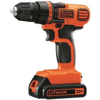 Black and Decker 20-volt MAX Lithium Ion (Li-ion) 3/8-in Cordless Drill with Battery Kit, large image number 1