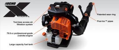 Echo X Series Back Pack Blower with Tube Throttle 79.9cc, large image number 1
