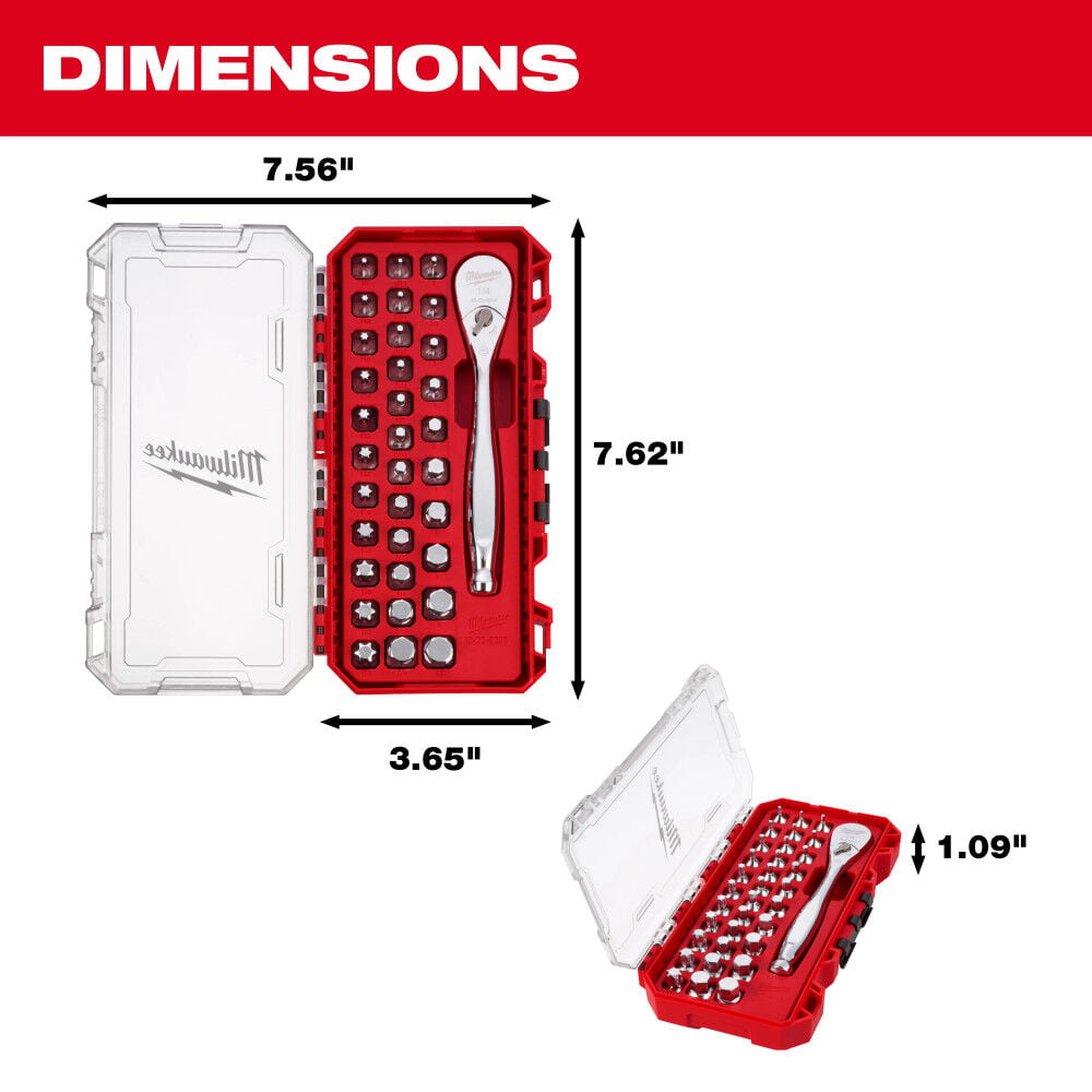 Milwaukee 1/4 Inch Drive Ratchet & Low-Profile Bit Socket Set, 34 Pieces, large image number 10