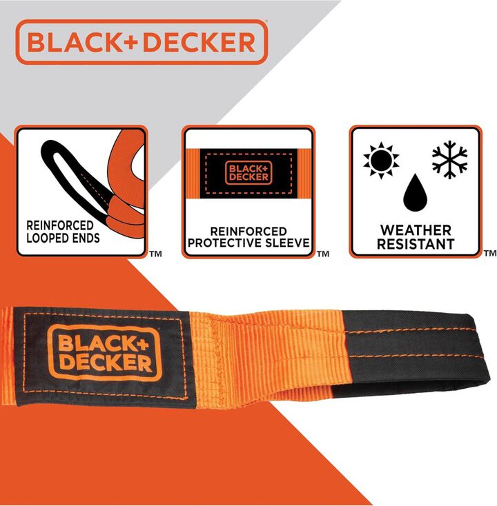 Black and Decker 4 Inch x 30 Ft Heavy Duty Recovery Strap 20000 LB Break Strength, large image number 2