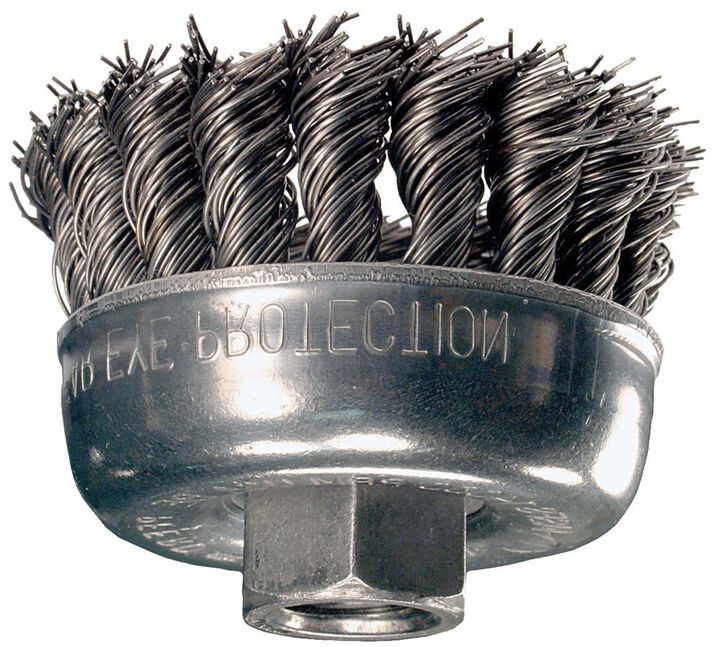 Pferd 3-1/2in Knot Wire Cup Brush - .014 CS Wire 5/8-11 Thread (ext.), large image number 1