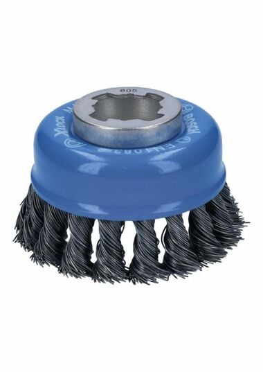 Bosch 3 Inch Wheel Dia. X-LOCK Arbor Carbon Steel Knotted Wire Single Row Cup Brush