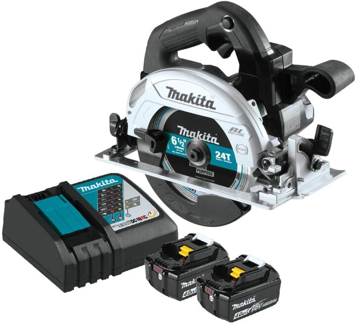 Makita 18V LXT Lithium-Ion Sub-Compact Brushless Cordless 6-1/2 Inch Circular Saw (Bare Tool) & LithiumIon 4.0Ah Battery Pack and Charger Starter Kit Bundle