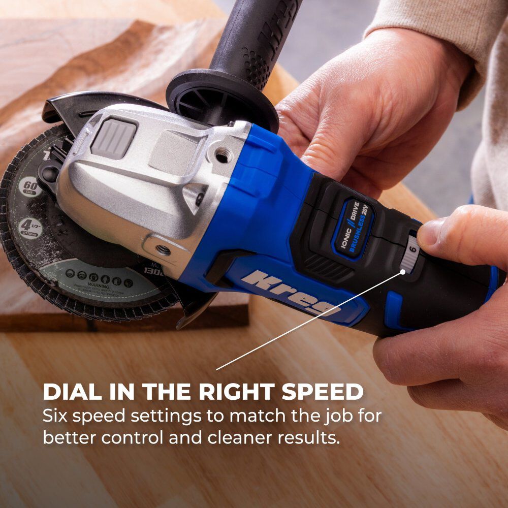 Kreg 20V Ionic Drive 4 1/2 Inch - 5 Inch Angle Grinder (Bare Tool), large image number 5