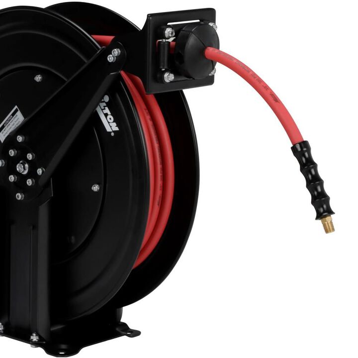 Milton 2760-50D - Steel Dual Arm Auto-Retractable Air Hose Reel 3/8in x 50 ft. Rubber Hose - 300 Max PSI, large image number 2