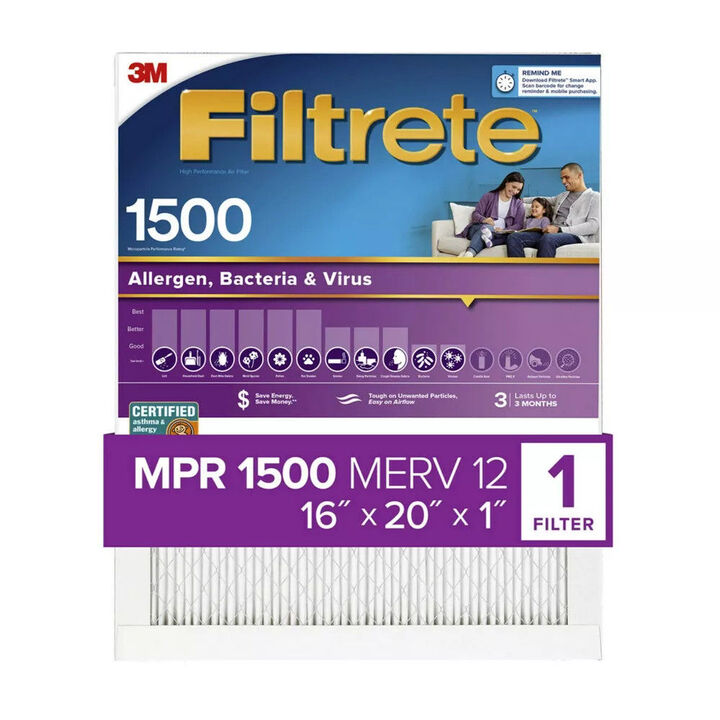 3M Filtrete 16 x 20 x 1-Inch 1500 MPR MERV 12 Allergen Defense Furnace Air Filter, large image number 2