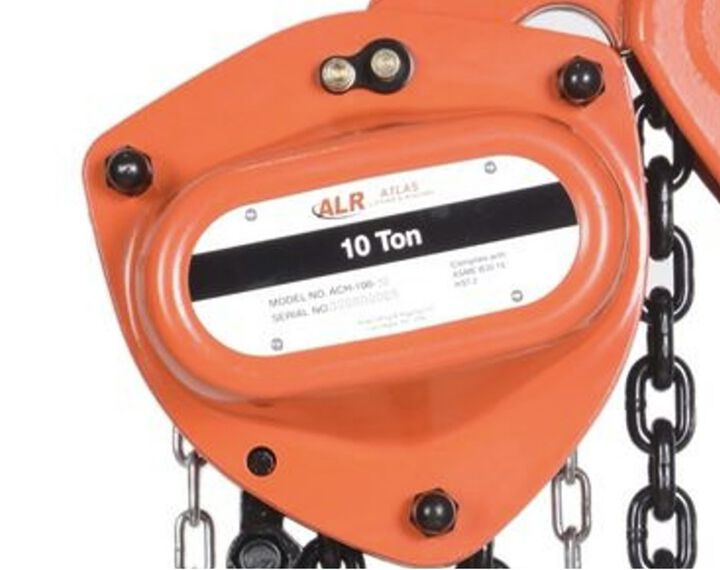 Atlas Lifting and Rigging ACH 10 Ton Chain Hoist 30 Ft. Lift with Overload Protection, large image number 1