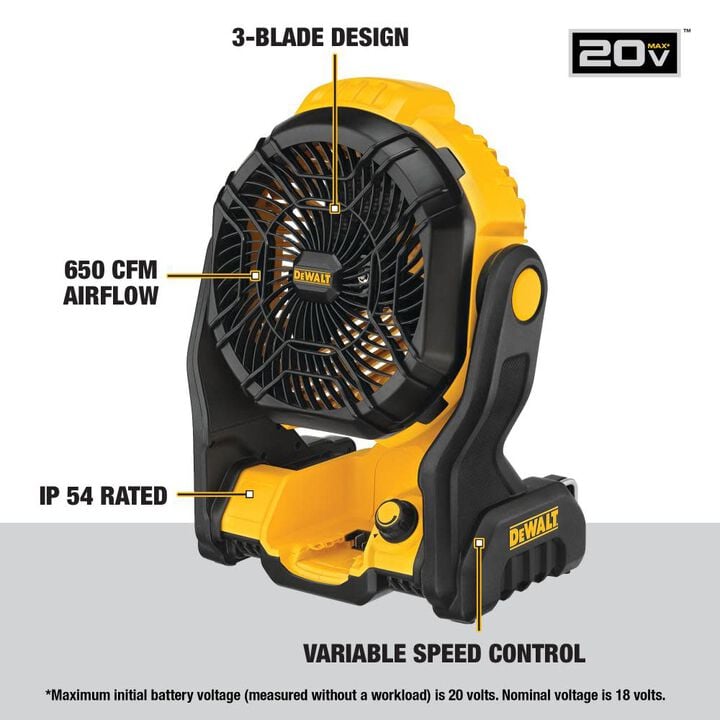 DEWALT 20V MAX Jobsite Fan & 20V MAX XR Battery 5Ah 2 Pack Bundle, large image number 2