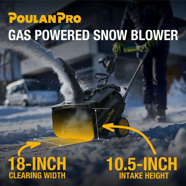 Poulan Pro 18 Inch 99 cc Auger Propelled Single Stage Gas Snow Blower, large image number 2