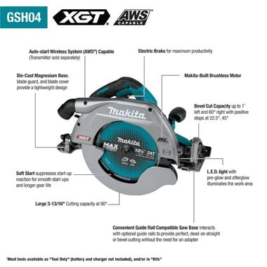 Makita 40V max XGT 10 1/4in Circular Saw Guide Rail Compatible Base (Bare Tool), large image number 8