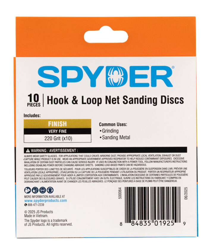 Spyder 220 Grit Ceramic Sanding Discs, Ceramic Net, 5 Inch Hook & Loop 10 Pieces, large image number 6
