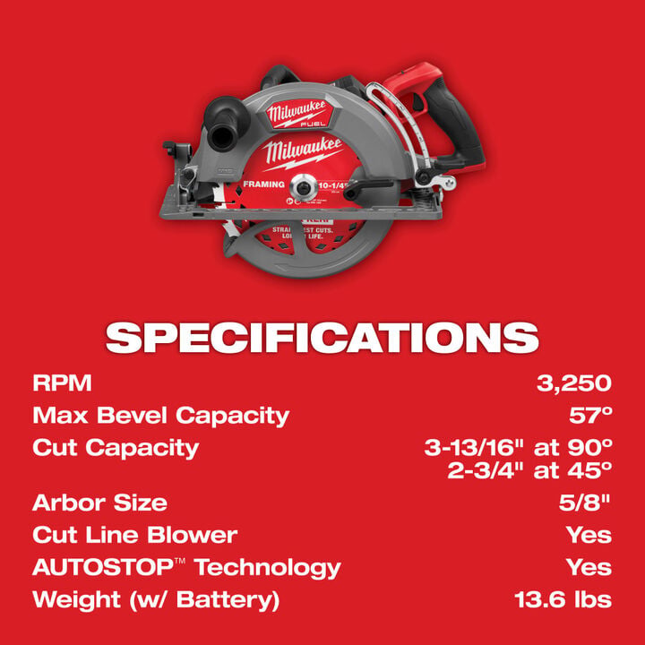 Milwaukee M18 FUEL 10-1/4 Inch Rear Handle Circular Saw Kit, large image number 8