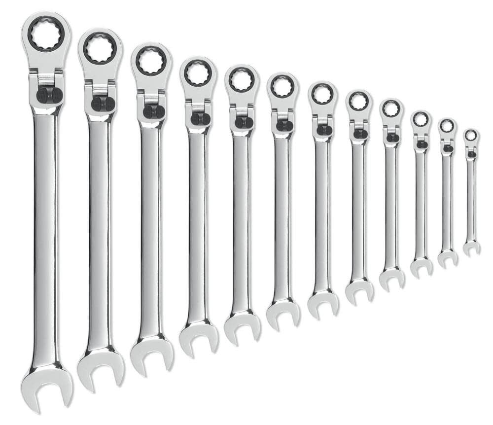 GEARWRENCH 12 Pc XL Metric Locking Flex Combination Ratcheting Wrench Set, large image number 2