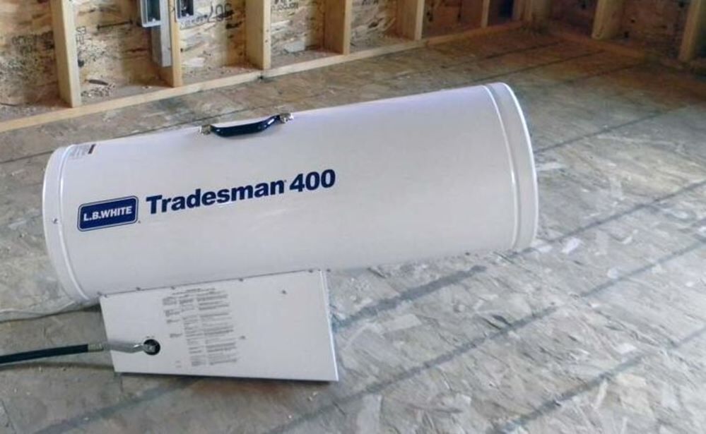 LB White Tradesman Forced Air Open Flame LP 400K BTU heater TRADESMAN