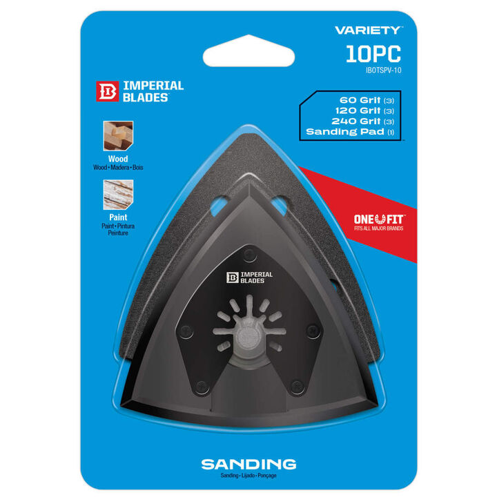 Imperial Blades One Fit 3-1/2in Oscillating Triangle Sanding Pad + Sandpaper Variety Pack 10PC, large image number 5