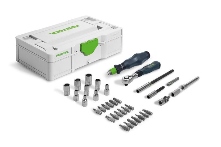 Festool SYS3 S 76-1/4-CE RA 1/4 Inch Ratchet Set, 36 Pieces