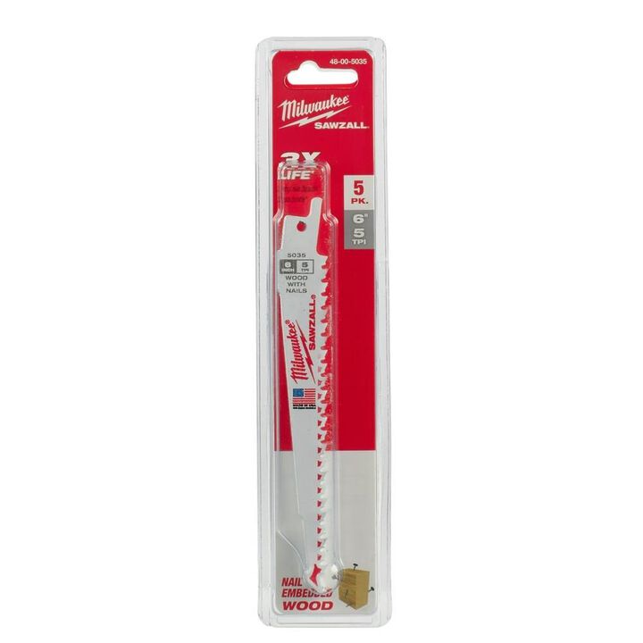Milwaukee 6 in. 5 TPI SAWZALL Blades 5PK, large image number 8