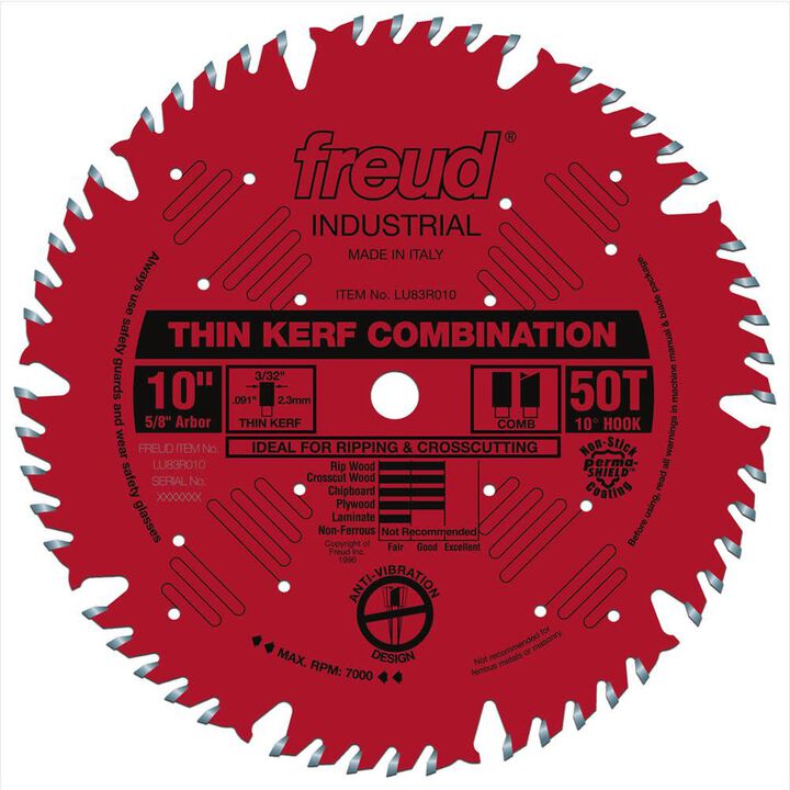 Freud 10in Thin Kerf Combination Blade with Perma-SHIELD Coating