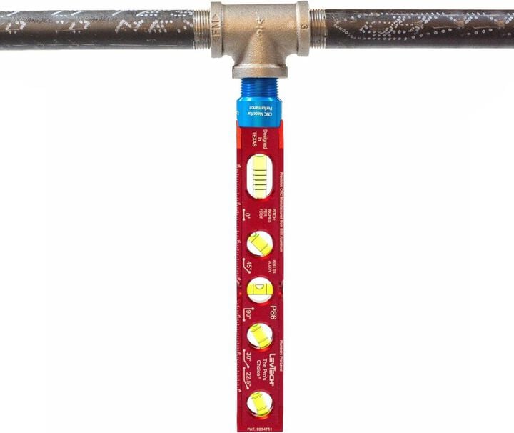 LevTech P86 Plumbers Torpedo Level with Sprinkler Adapter