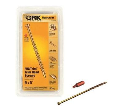 GRK Fasteners FIN/Trim Head Screws #9 x 5in 50pk