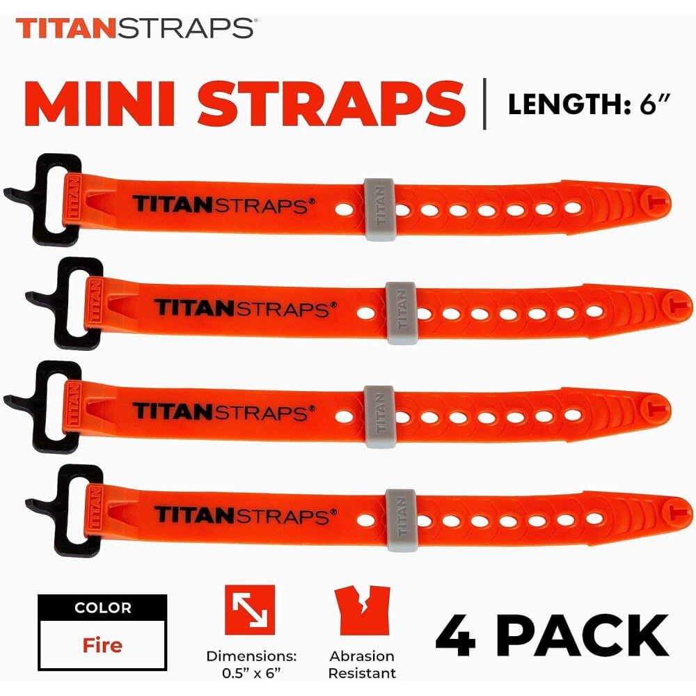 Titan Straps 6 Inch Fire Polyurethane Mini Strap with Nylon Buckle - 4 Pack, large image number 4