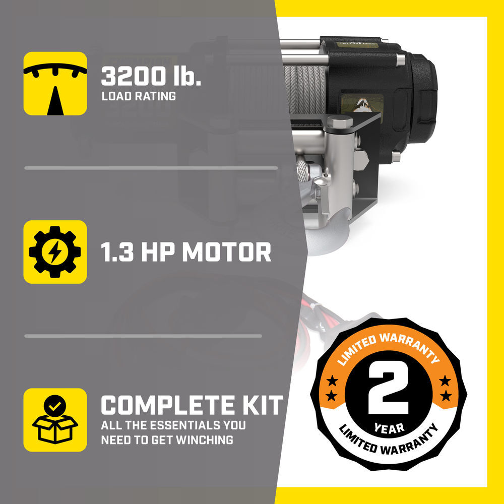 Champion Power Equipment ATLAS 3200 lb ATV/UTV Steel Cable Winch Kit, large image number 10