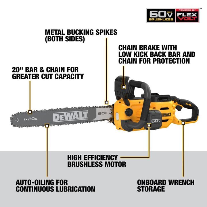 DEWALT FLEXVOLT 60V MAX 20inch Chainsaw (Bare Tool), large image number 12