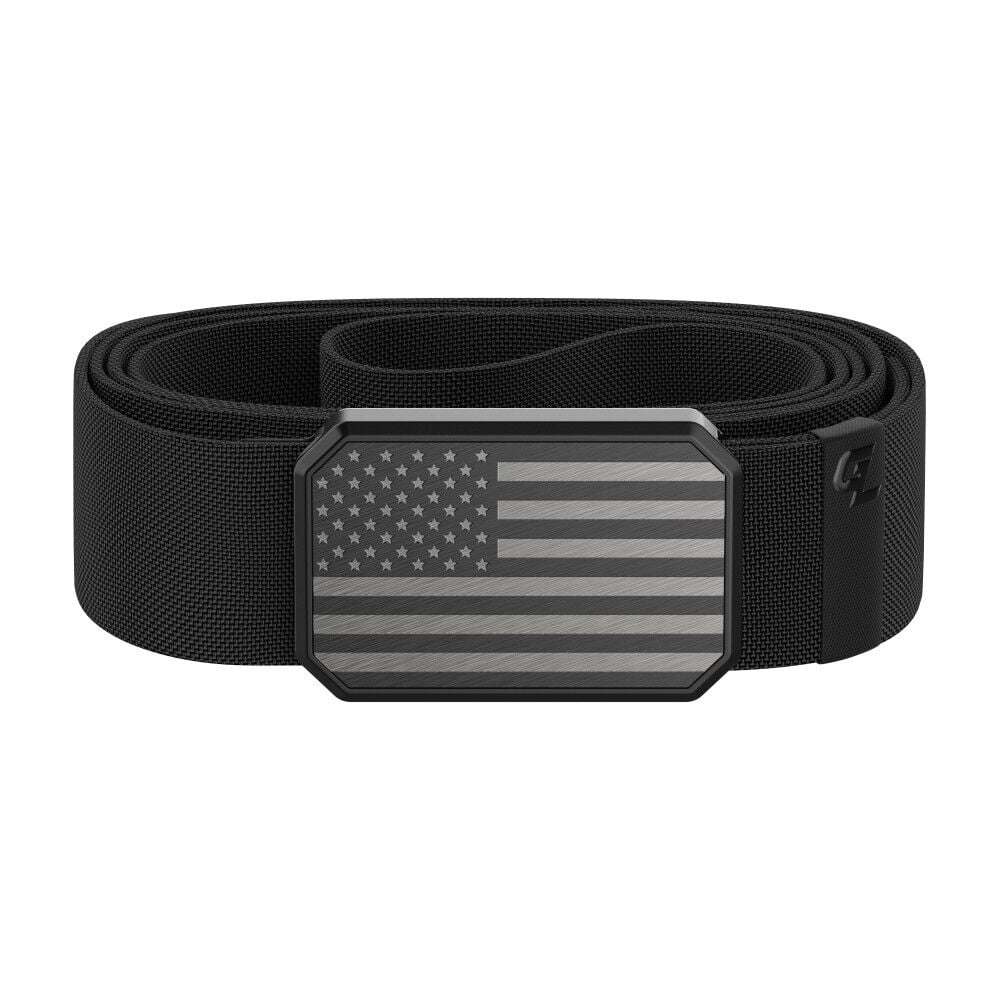 Groove Life Black Adjustable Belt with Black Hero Flag Buckle, One Size Fits Most – B6-001-OS