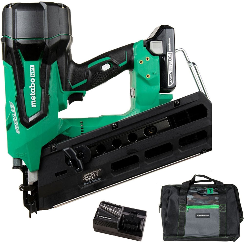 Metabo HPT 3-1/2 In. 18V Cordless Plastic Strip Framing Nailer - NR1890DRSM