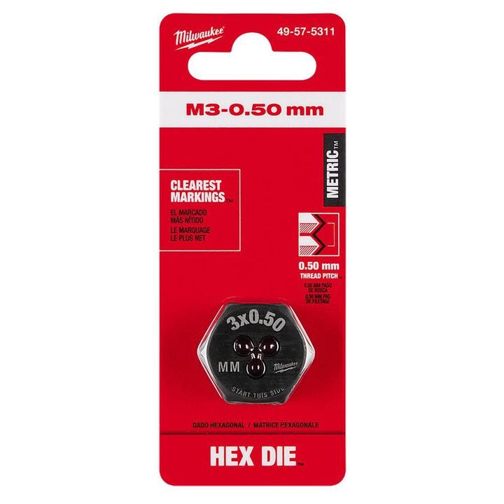 Milwaukee M3-0.50 mm 1-Inch Hex Threading Die, large image number 10