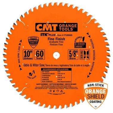 CMT 10In x 60T ITK Plus Saw Blade, large image number 0