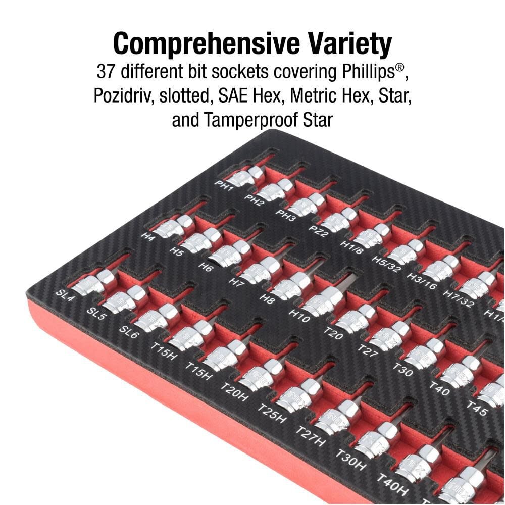 Sunex 3/8 Inch Drive SAE & Metric Hex Bit Socket Set 37pc, large image number 3
