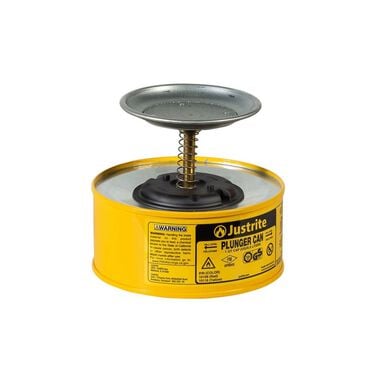Justrite 1 Quart Yellow Steel Plunger Dispensing Can