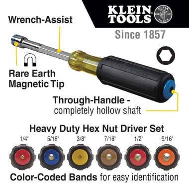 Klein Tools 6 Piece Heavy Duty Nut Driver Set, large image number 1
