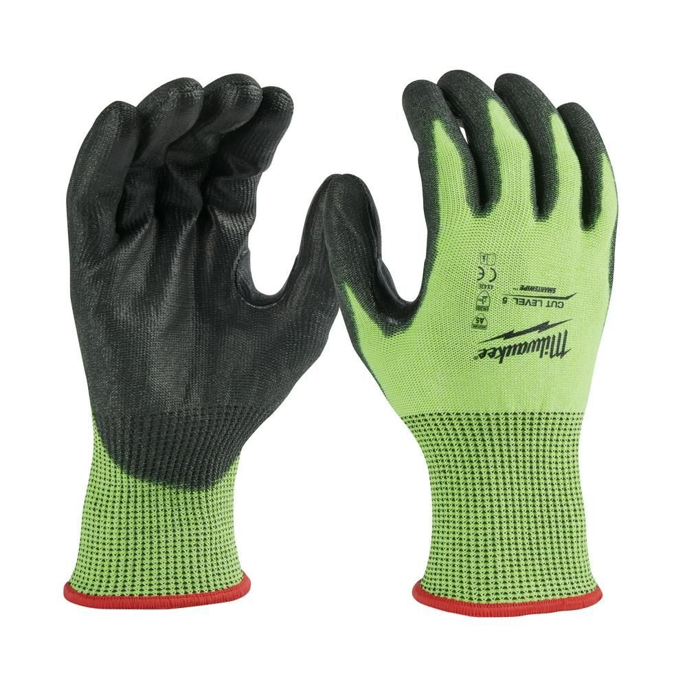 Milwaukee High Visibility Cut Level 5 Polyurethane Dipped Gloves Size Medium - 48-73-8951