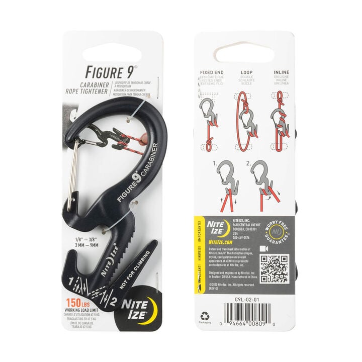 Nite Ize Figure 9 Carabiner Rope Tightener Large Black, large image number 2