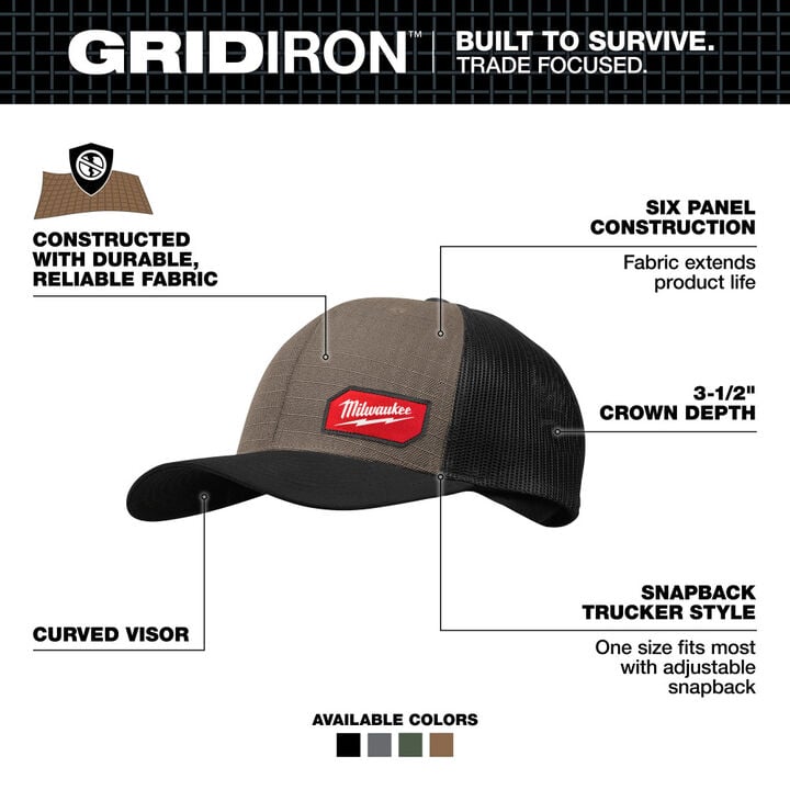 Milwaukee GRIDIRON Snapback Trucker Hat Brown, large image number 1