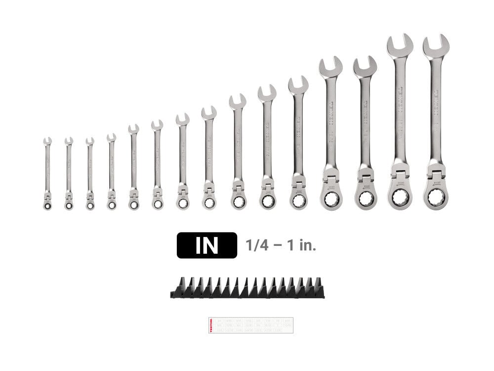 Tekton Flex Head Ratcheting Combination Wrench Set, 15 Piece (1/4-1 Inch), large image number 2