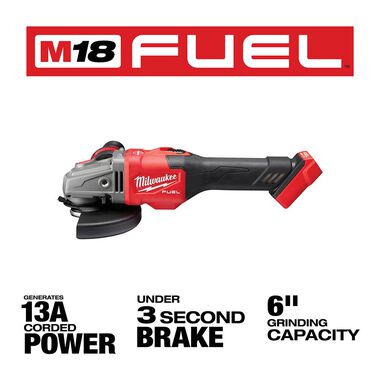 Milwaukee M18 FUEL 4-1/2 in.-6 in. Lock-On Braking Grinder with Slide Switch (Bare Tool), large image number 2