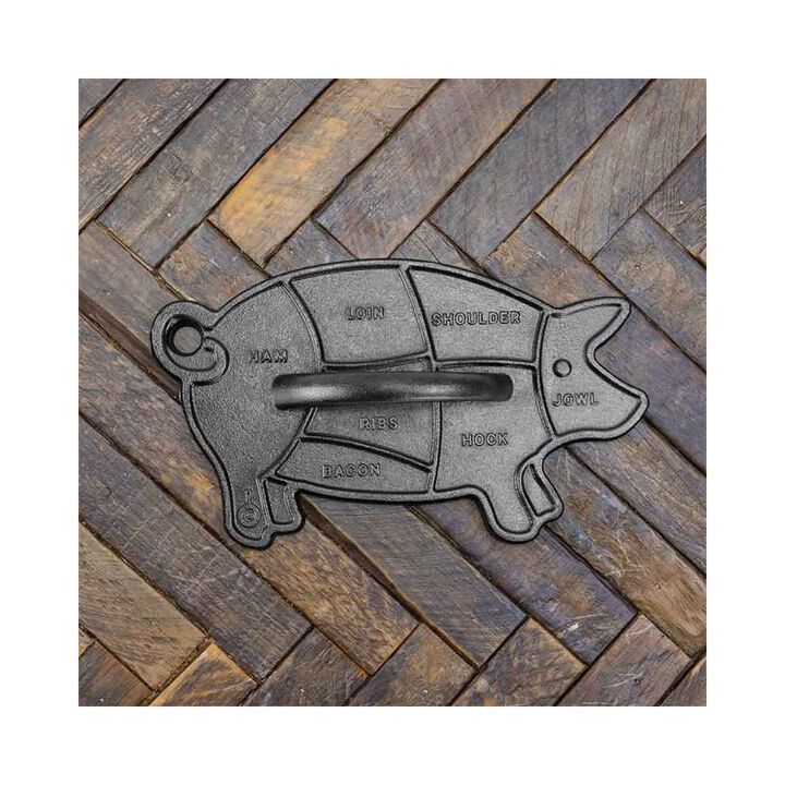 Lodge Cast Iron Black Seasoned Cast Iron Bacon Pig Press, large image number 2