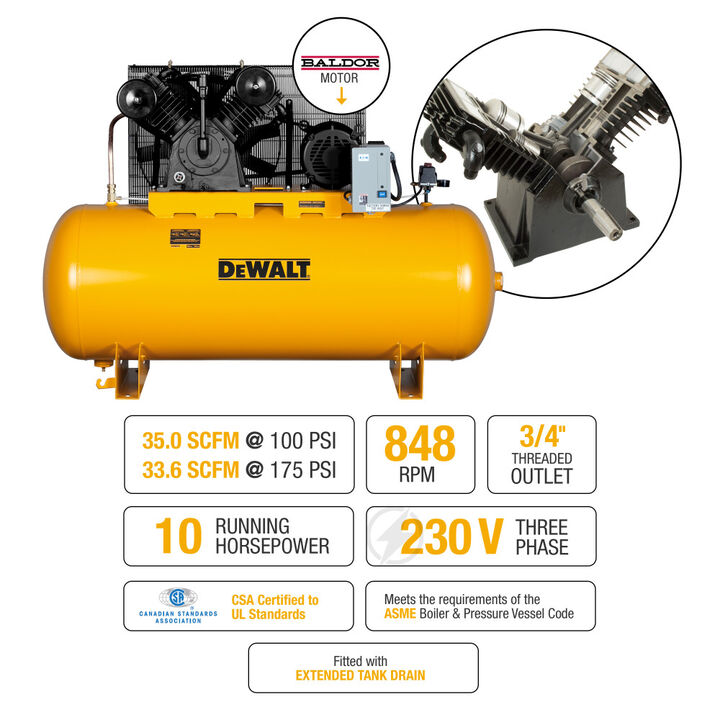 DEWALT Air Compressor Electric 120 Gallon 175 PSI, large image number 3