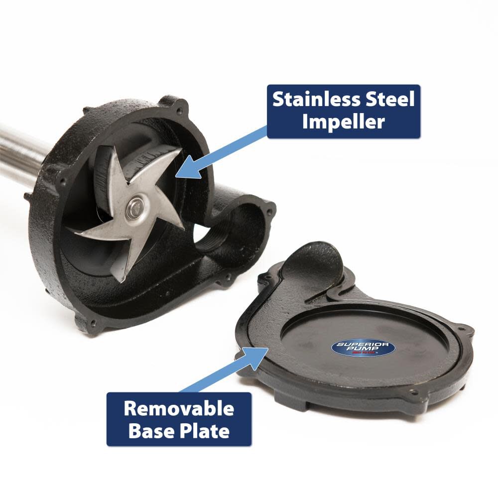 Superior Pump 1/2 HP Stainless Steel and Cast Iron Pedestal Sump Pump, large image number 8