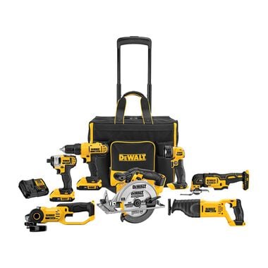 DEWALT 20V MAX Cordless 7-Tool Combo Kit With Large Rolling Contractor Bag