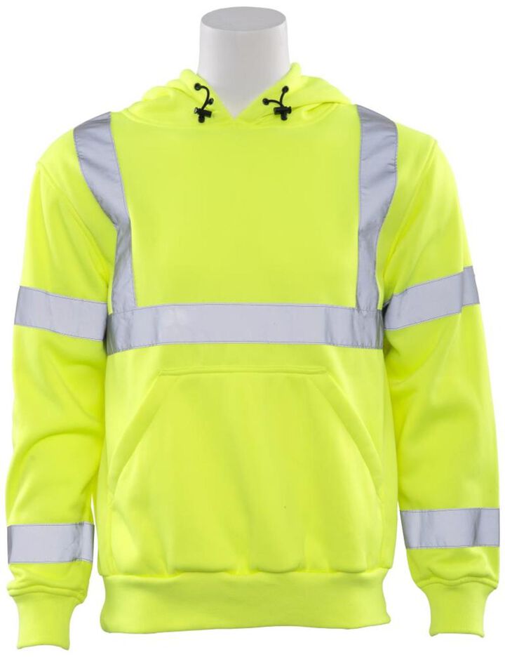 Delta Plus W376 Class 3 Hooded Hi Viz Lime Sweatshirt, XL