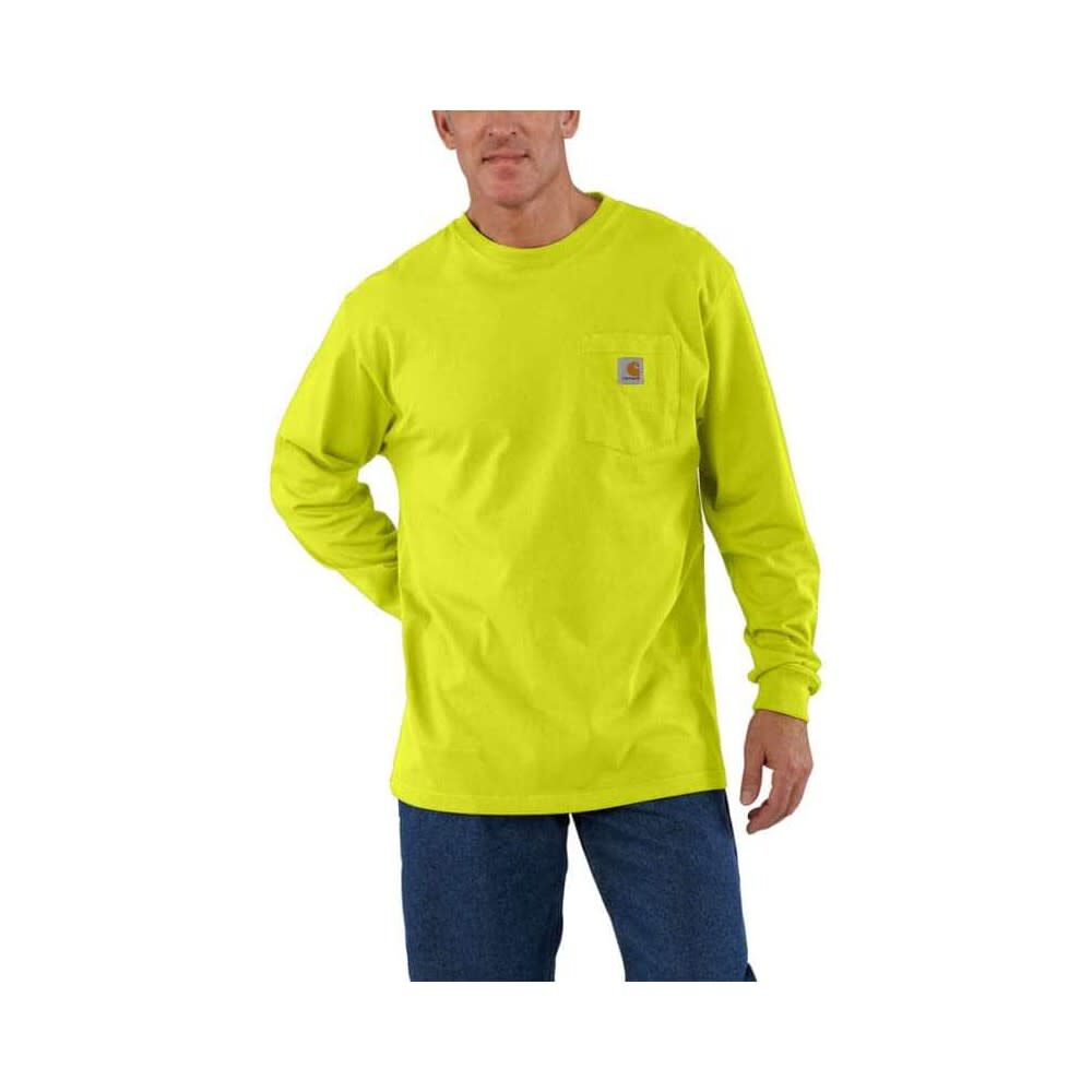 Carhartt Men’s Cotton Long-Sleeve T-Shirt, Bright Lime, Size XL – K126BLM-XL